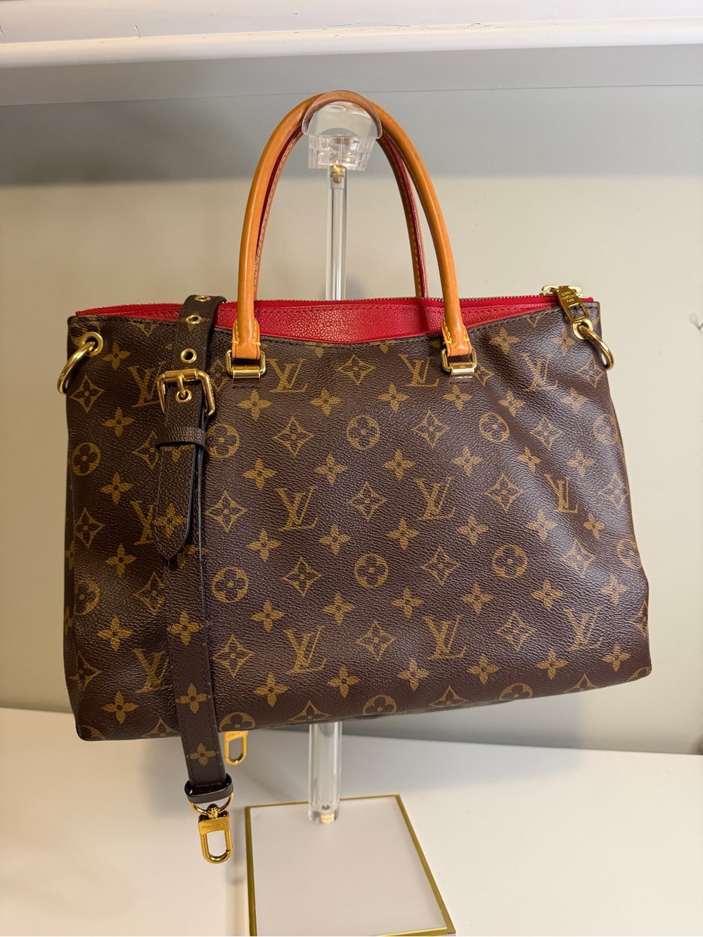 Louis Vuitton Pallas MM Monogram with strap (stickers on some hardware)